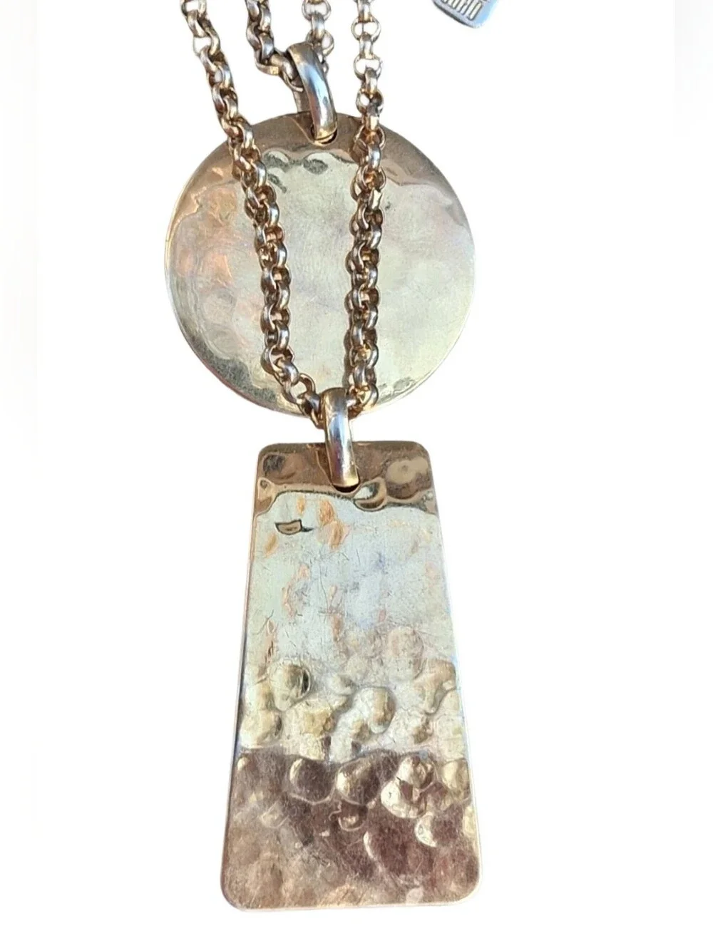 RLM Soho Robert Lee Morris Layered Hammered Pendant Necklace Gold Tone